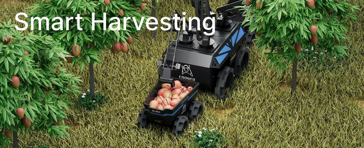 The robotic arm empowers the RoboOX with intelligent harvesting